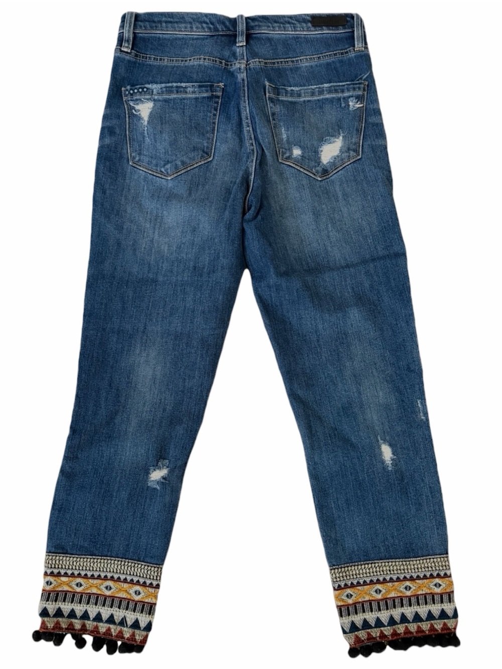 Blank NYC Distressed Pom Pom High Rise Tapered Jeans boho 28 EUC - Picture 3 of 8